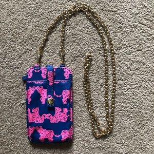 Lilly Pulitzer phone clutch with gold chain